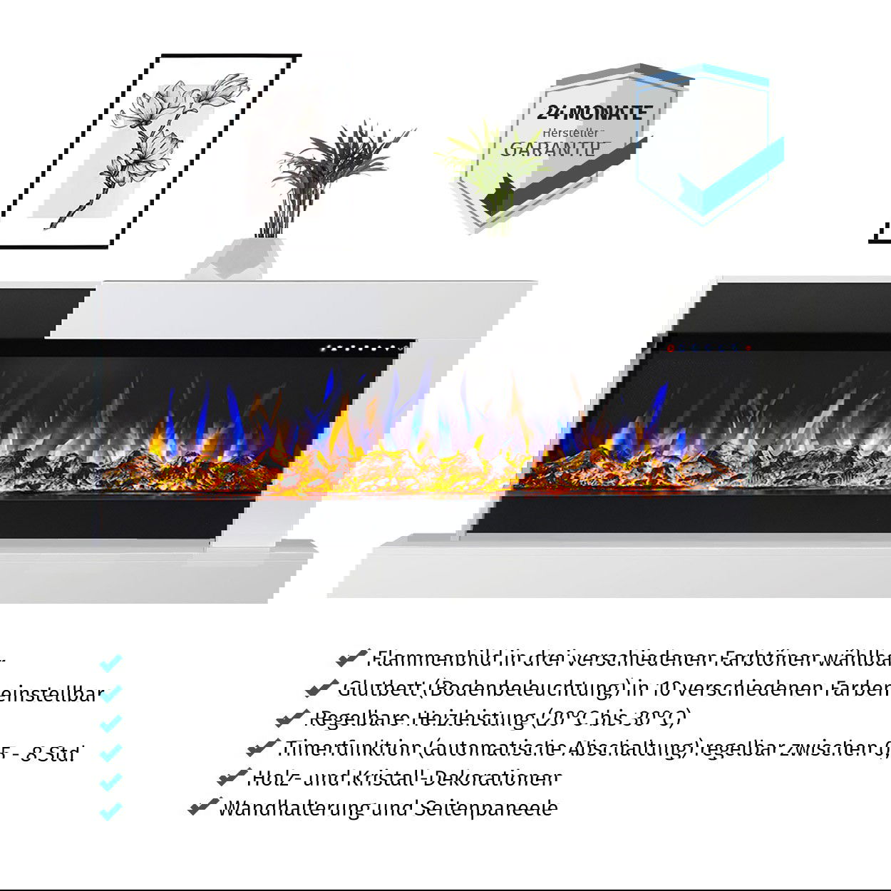 Glow Fire Insert 36 Edge Weiß Elektrokamin