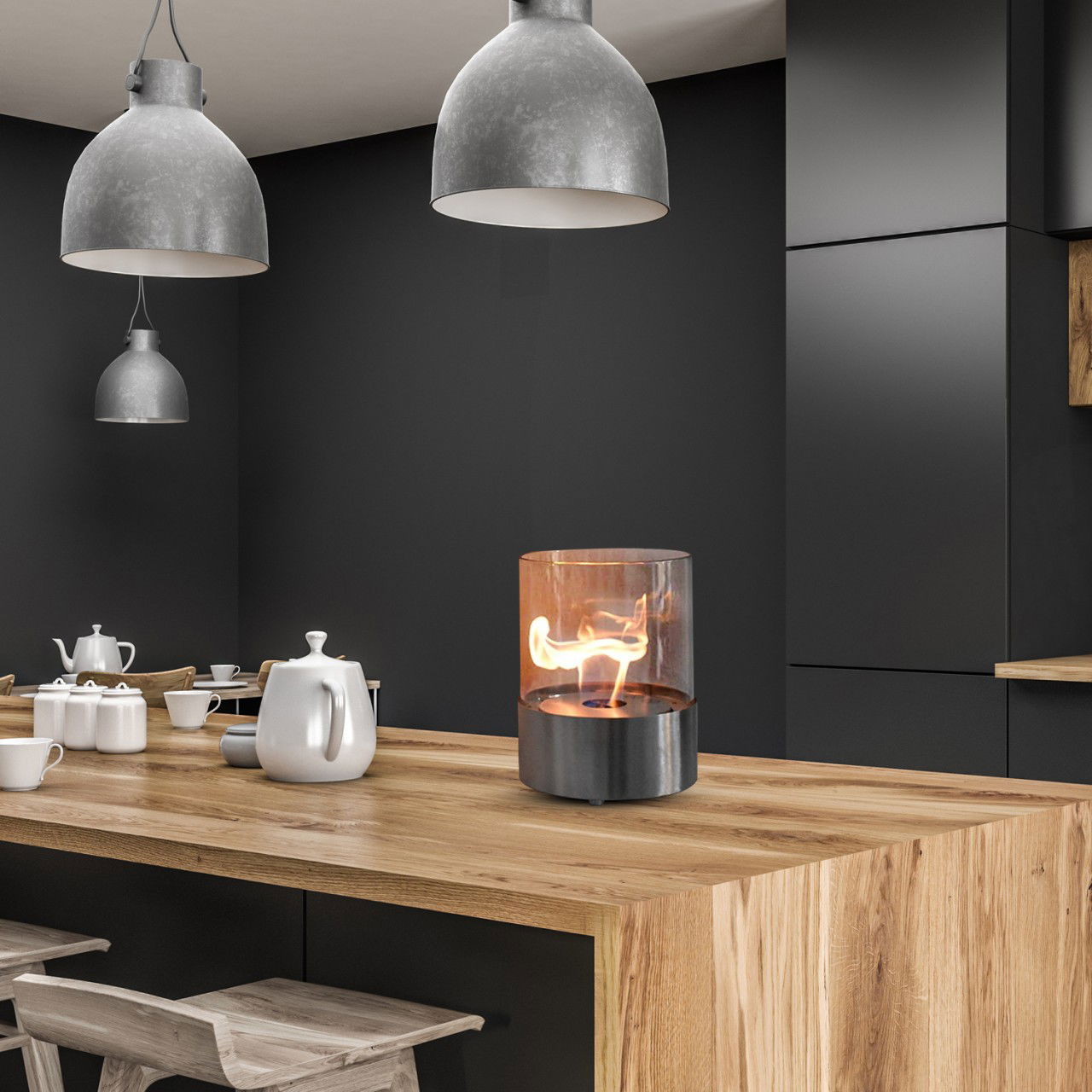 Glow Fire Emma Ethanol Kamin Silber