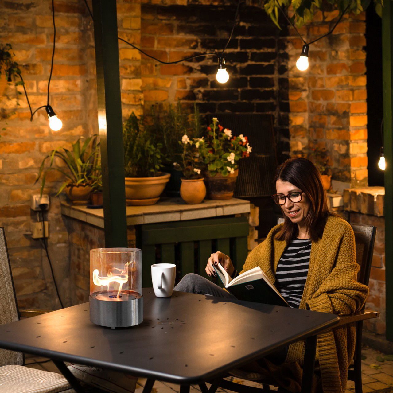 Glow Fire Emma Ethanol Kamin Silber