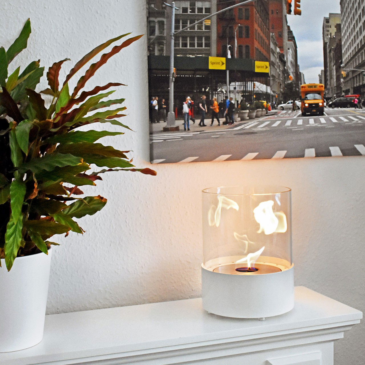 Glow Fire Emma Ethanol Kamin Weiß