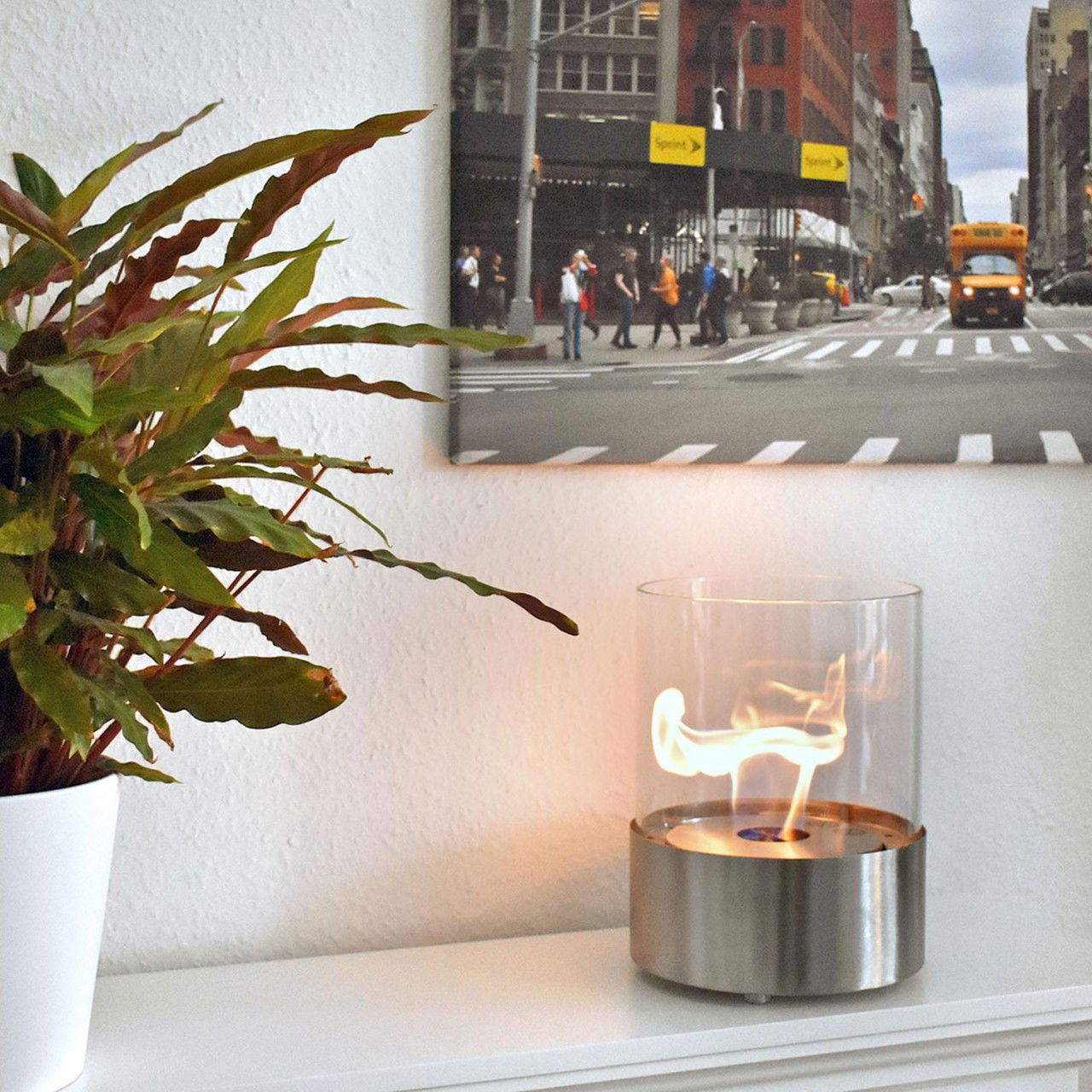 Glow Fire Emma Ethanol Kamin Silber