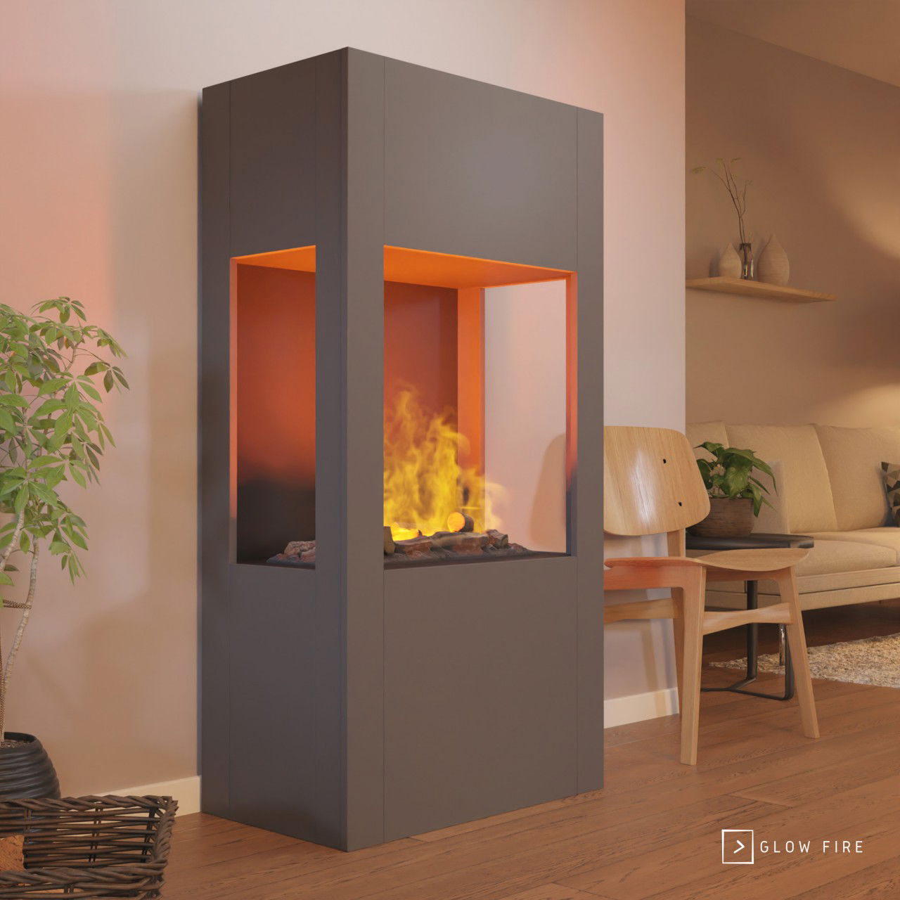 Glow Fire Böll Grau Elektrokamin mit Wasserdampf