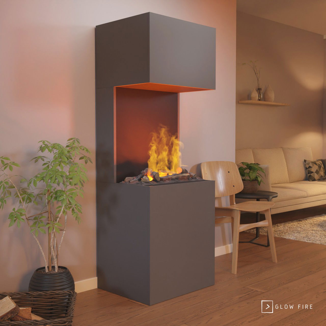 Glow Fire Beethoven Grau Elektrokamin mit Wasserdampf