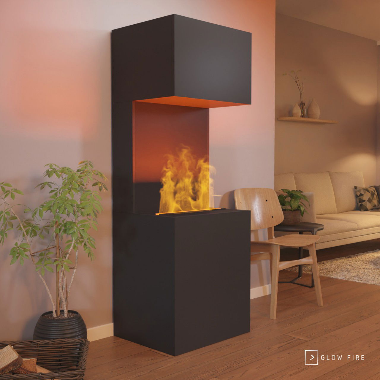 Glow Fire Beethoven Schwarz Elektrokamin mit Wasserdampf