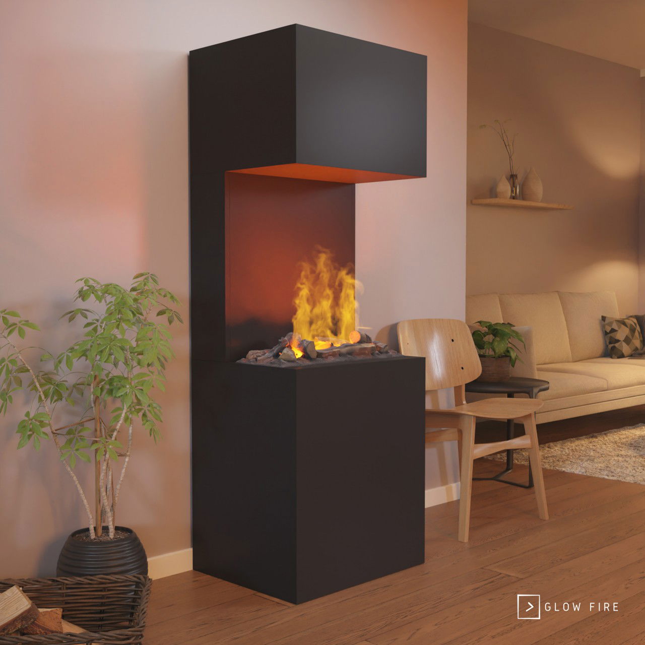 Glow Fire Beethoven Schwarz Elektrokamin mit Wasserdampf