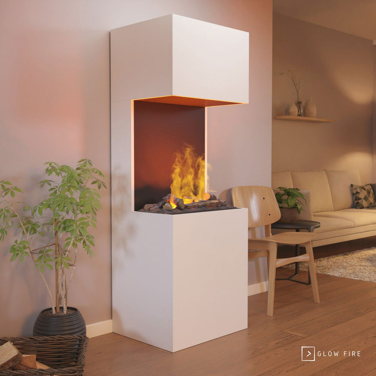 Glow Fire Beethoven Weiß Elektrokamin mit Wasserdampf