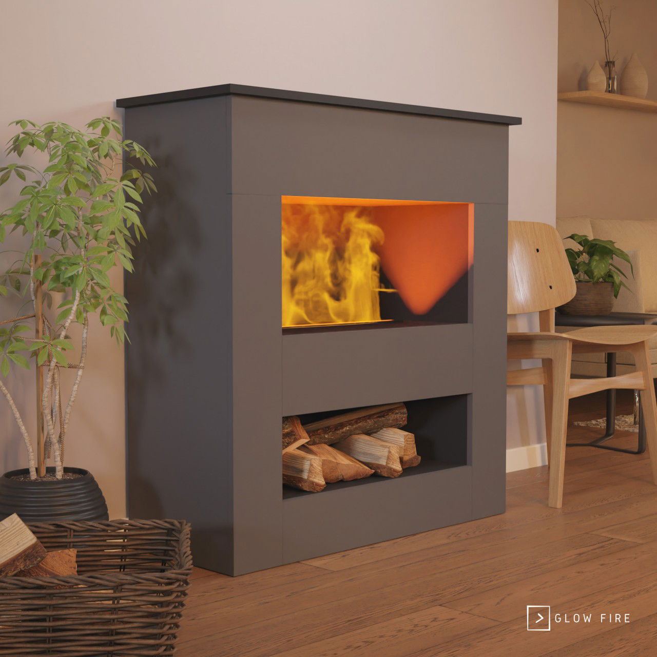 Glow Fire Brecht Elektrokamin Opti-Myst Cassette 500 ohne Holzdekoration