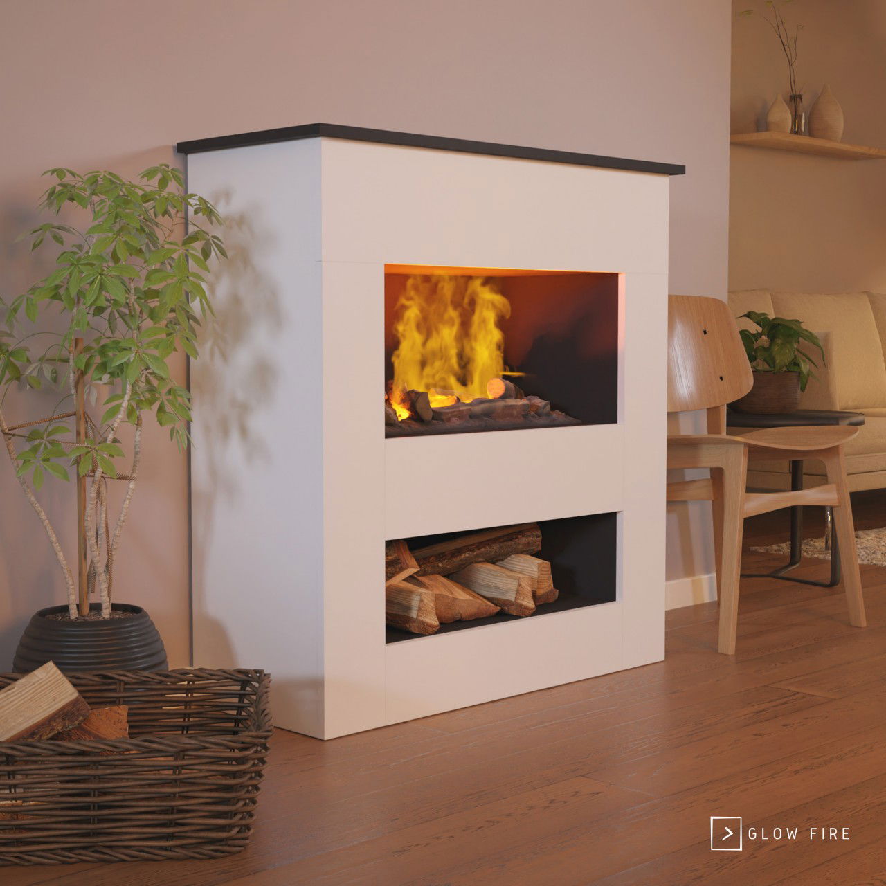 Glow Fire Brecht Weiß Elektrokamin mit Wasserdampf