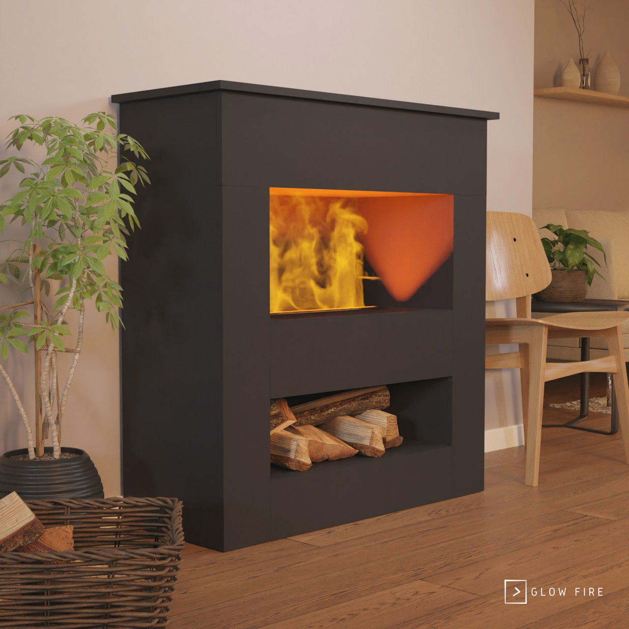 Glow Fire Brecht Elektrokamin Opti-Myst Cassette 500 ohne Holzdekoration