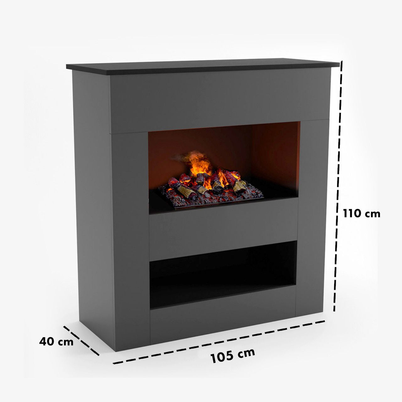 Glow Fire Brecht Elektrokamin Opti-Myst Cassette 500 mit Holzdekoration