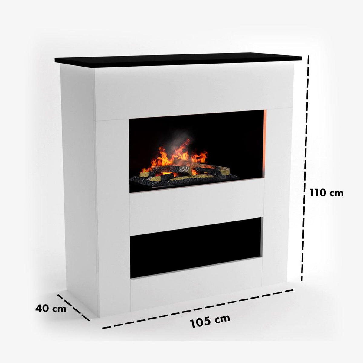 Glow Fire Brecht Weiß Elektrokamin mit Wasserdampf
