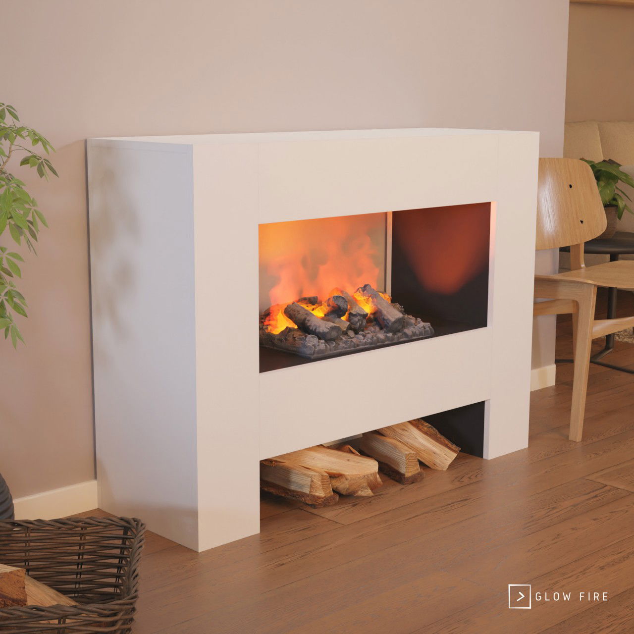 Glow Fire Fallada Elektrokamin Opti-Myst Cassette 500 mit Holzdekoration