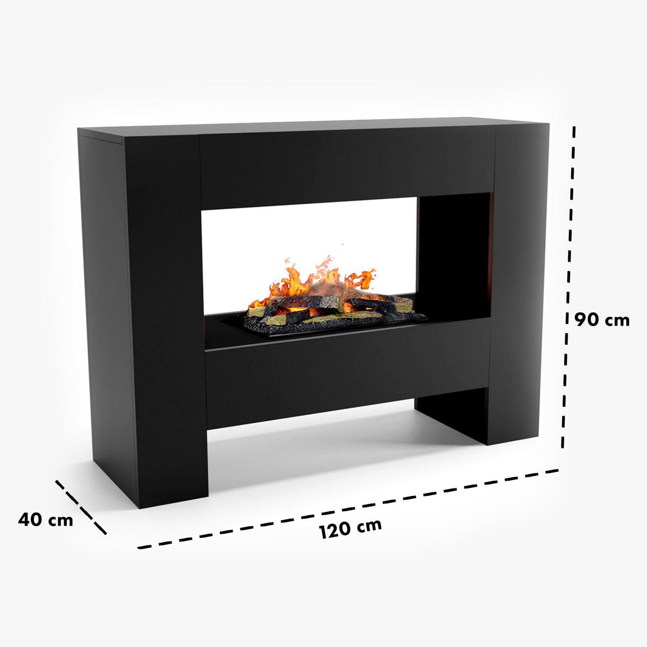 Glow Fire Fallada Schwarz Elektrokamin mit Wasserdampf