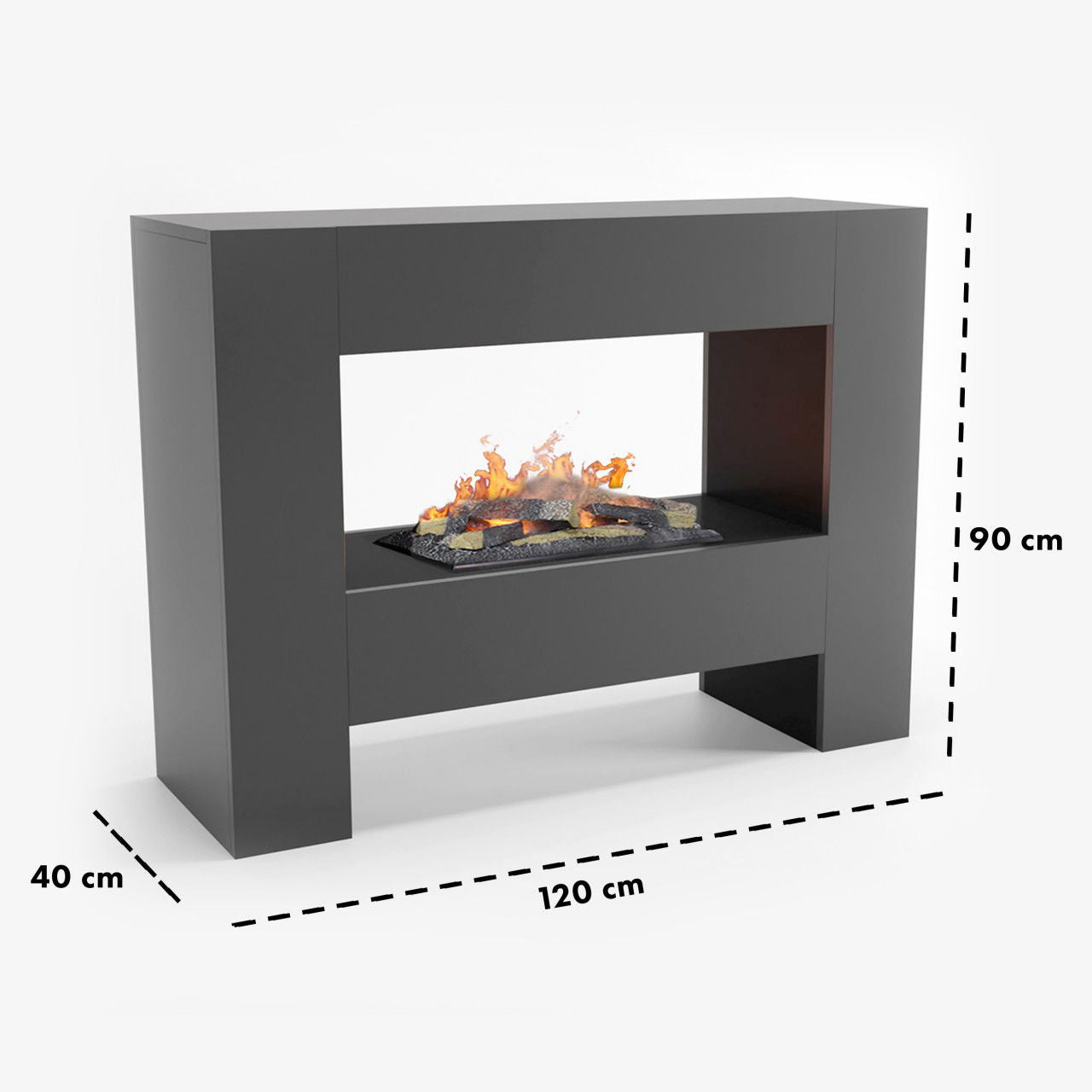 Glow Fire Fallada Grau Elektrokamin mit Wasserdampf