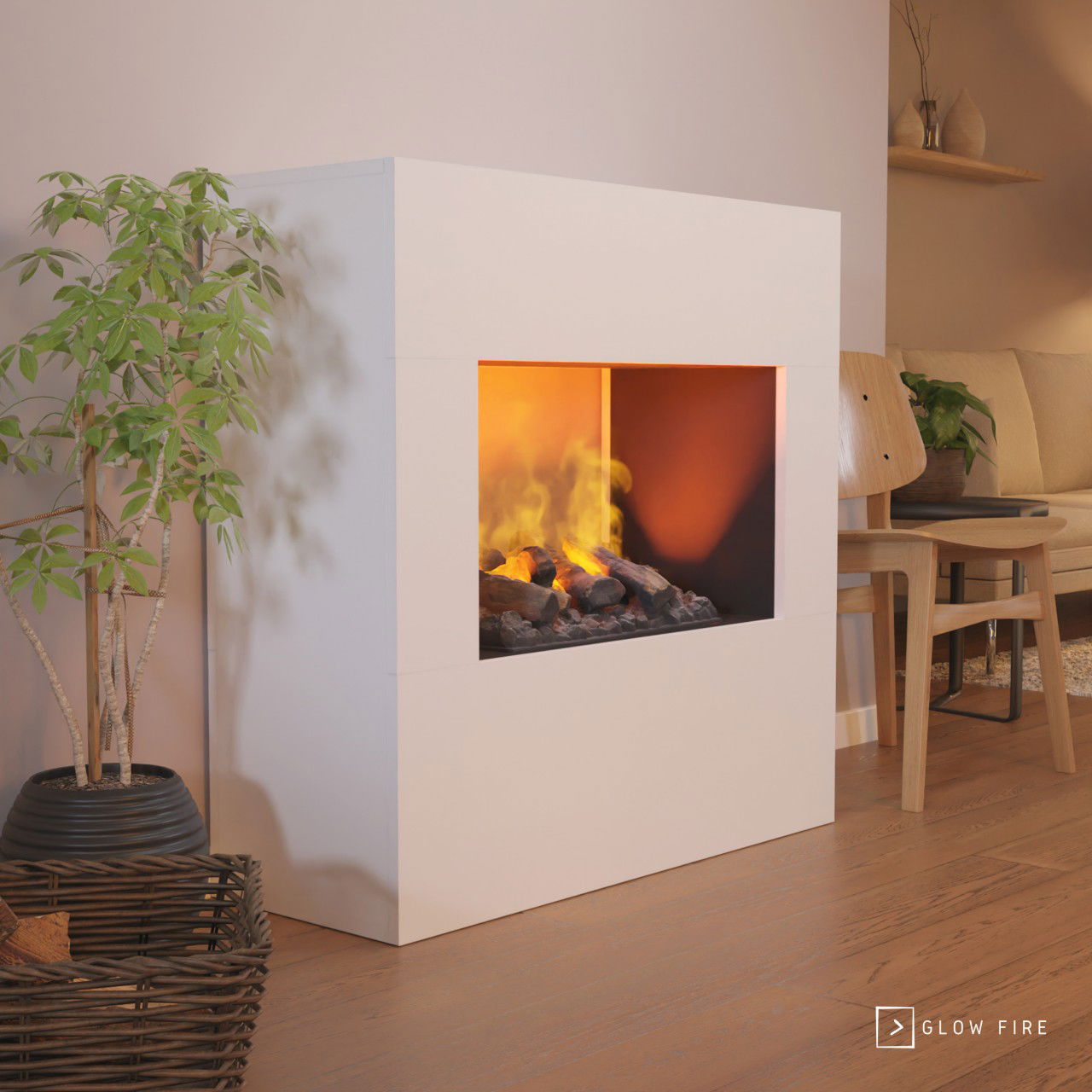 Glow Fire Goethe Elektrokamin Opti-Myst Cassette 500 mit Holzdekoration