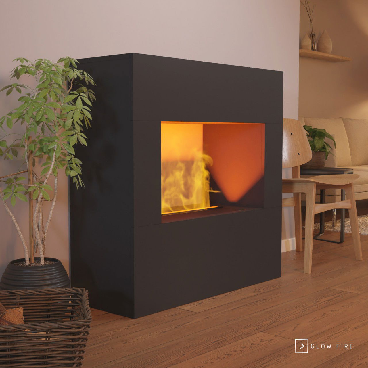 Glow Fire Goethe Schwarz Elektrokamin mit Wasserdampf