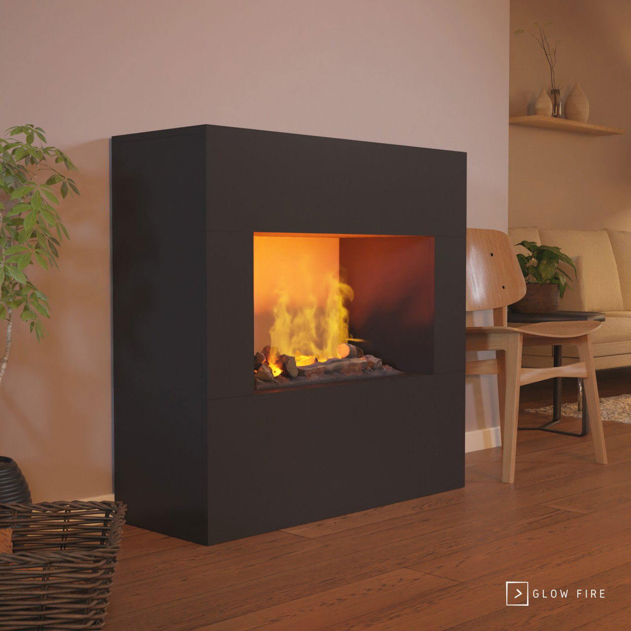 Glow Fire Goethe Schwarz Elektrokamin mit Wasserdampf