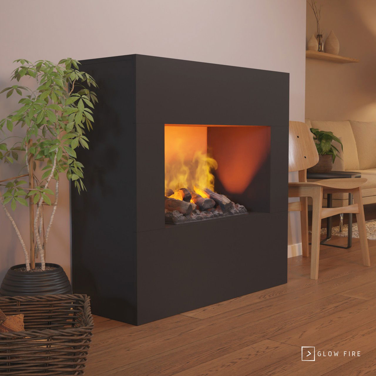 Glow Fire Goethe Schwarz Elektrokamin mit Wasserdampf