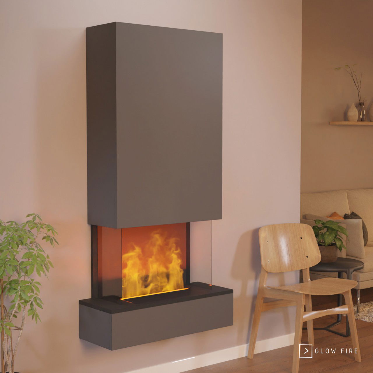 Glow Fire Hölderlin Hoch Elektrokamin Opti-Myst Cassette 500 ohne Holzdekoration