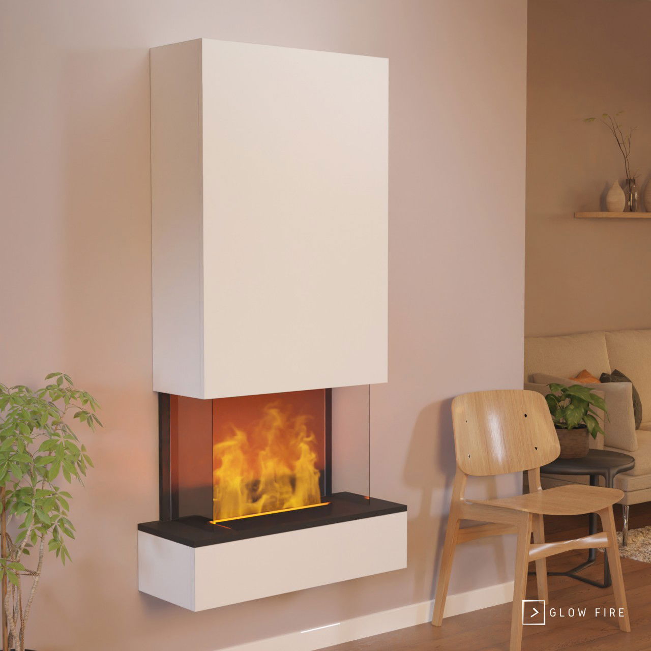 Glow Fire Hölderlin Hoch Elektrokamin Opti-Myst Cassette 500 ohne Holzdekoration