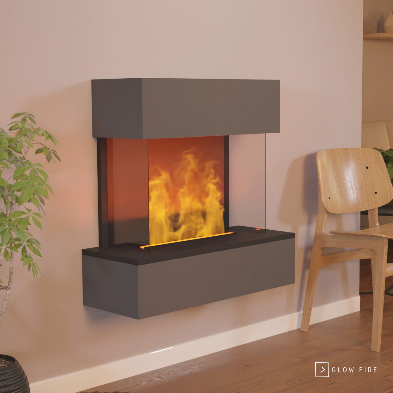 Glow Fire Hölderlin Sims Elektrokamin Opti-Myst Cassette 500 ohne Holzdekoration