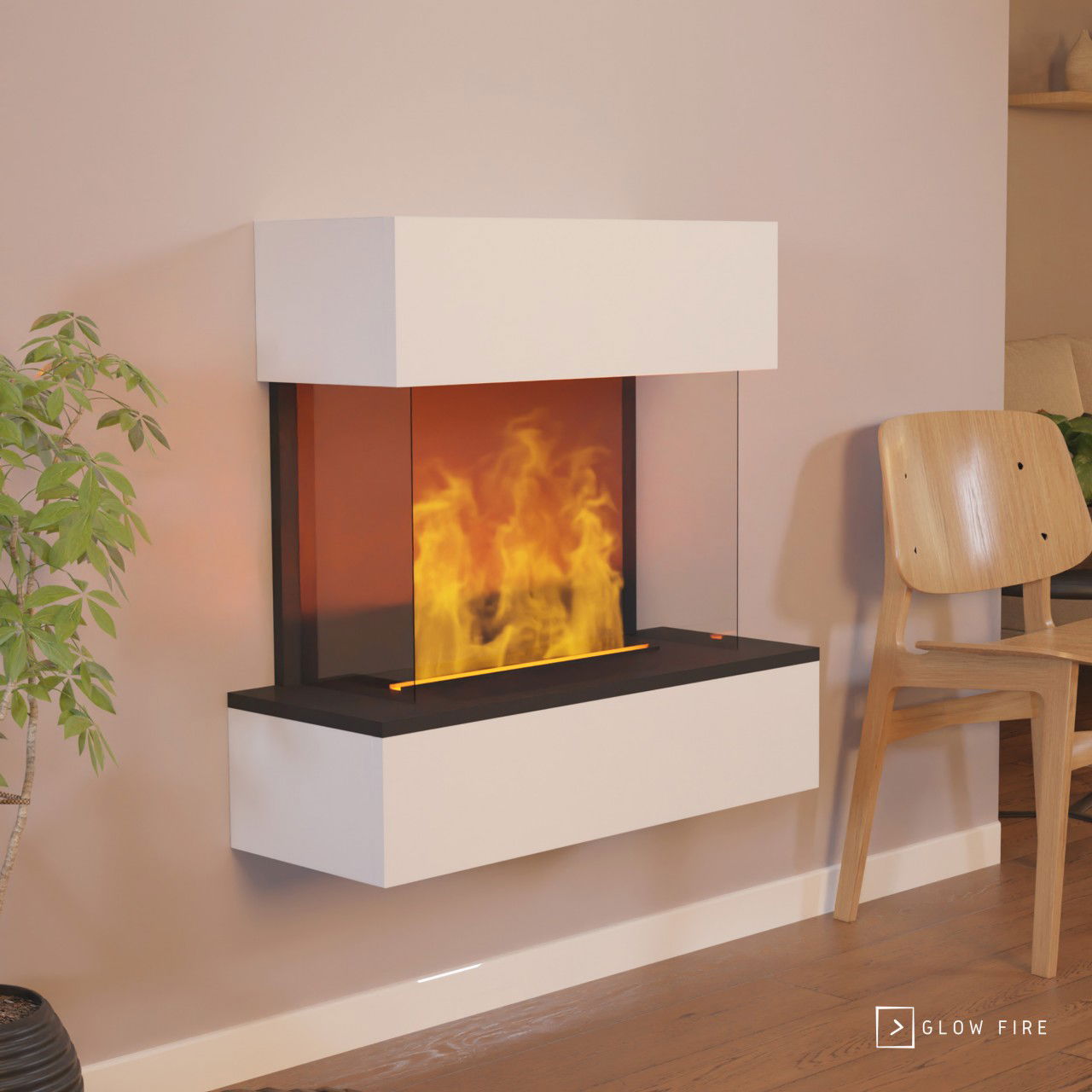 Glow Fire Hölderlin Sims Elektrokamin Opti-Myst Cassette 500 ohne Holzdekoration