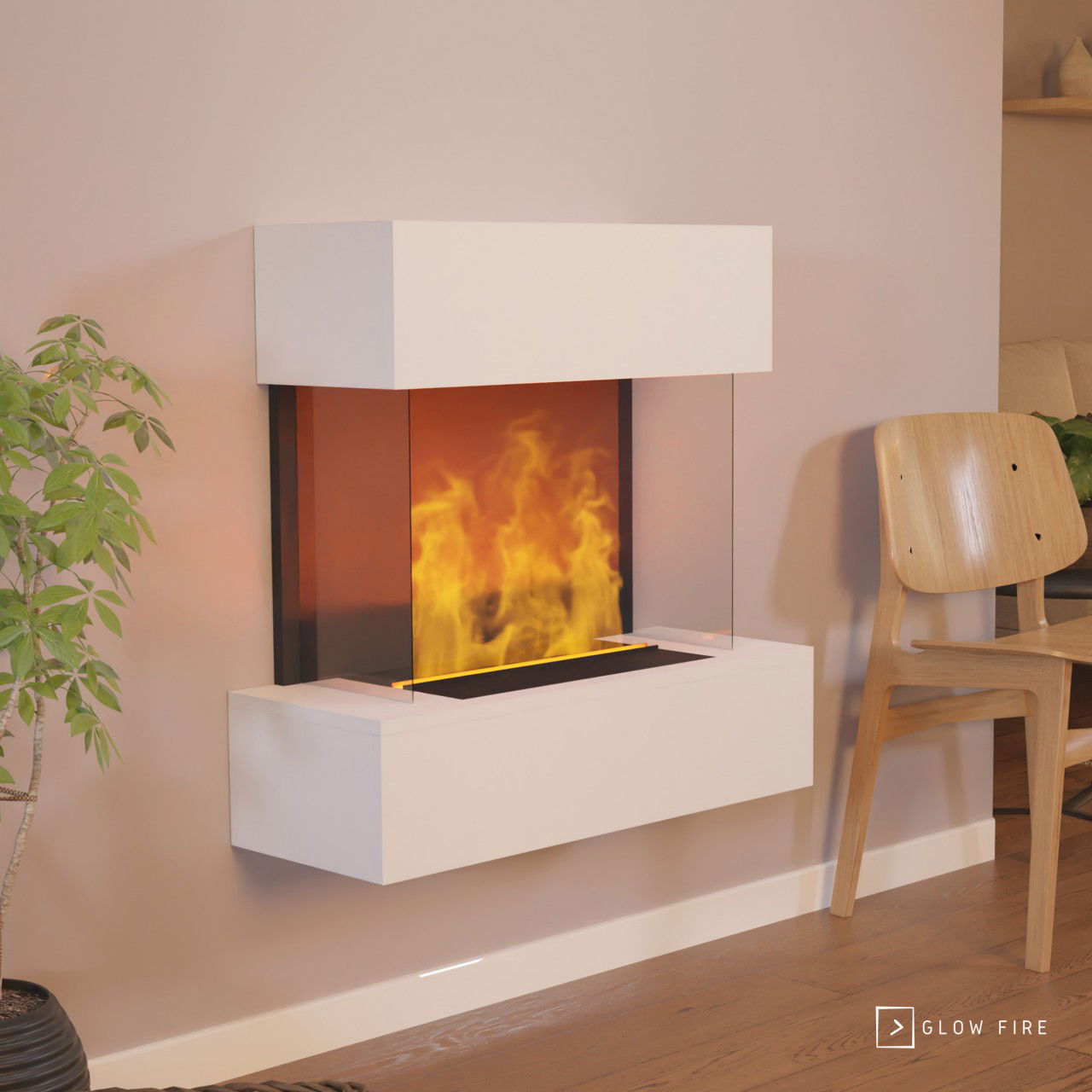 Glow Fire Hölderlin Elektrokamin Opti-Myst Cassette 500 ohne Holzdekoration