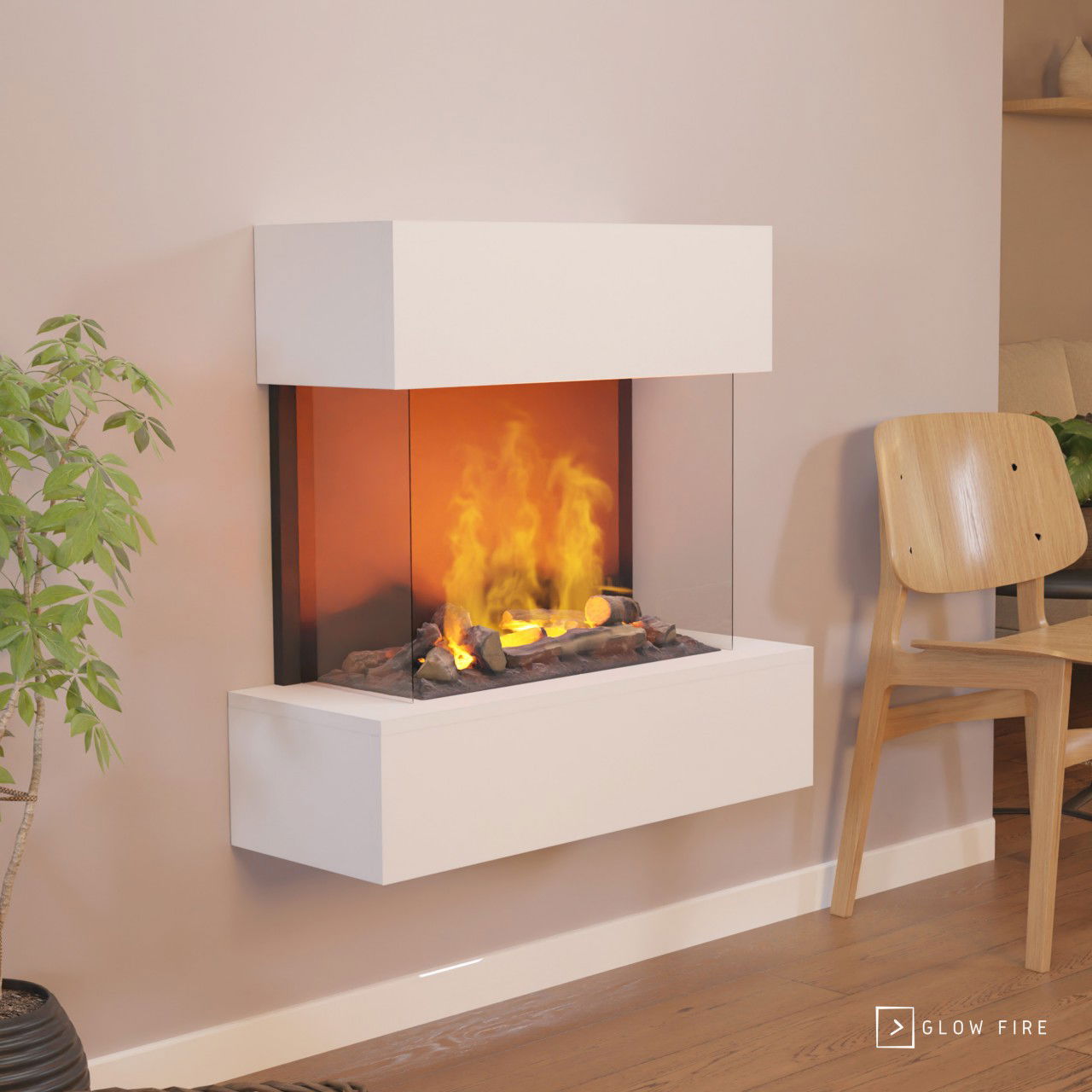 Glow Fire Hölderlin Weiß Elektrokamin mit Wasserdampf