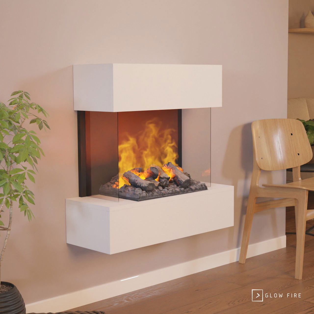 Glow Fire Hölderlin Elektrokamin Opti-Myst Cassette 500 mit Holzdekoration