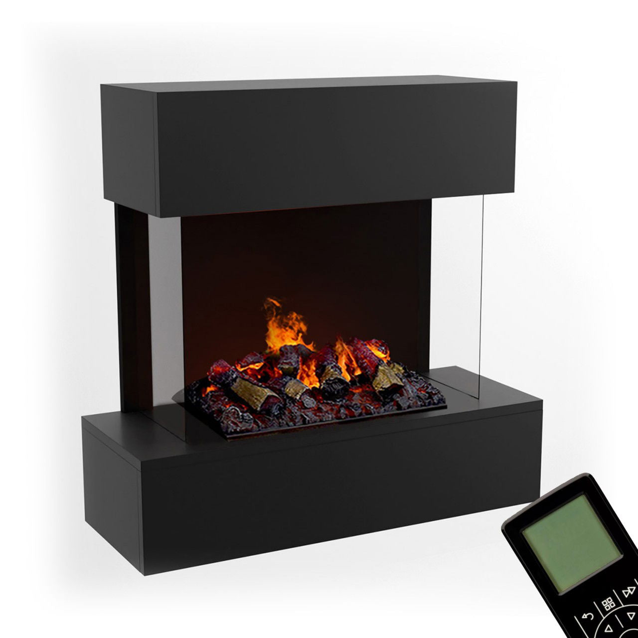 Glow Fire Hölderlin Schwarz Elektrokamin mit Wasserdampf