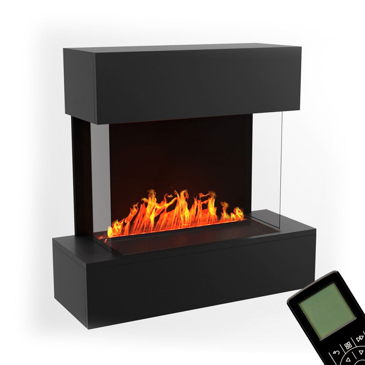 Glow Fire Hölderlin Schwarz Elektrokamin mit Wasserdampf