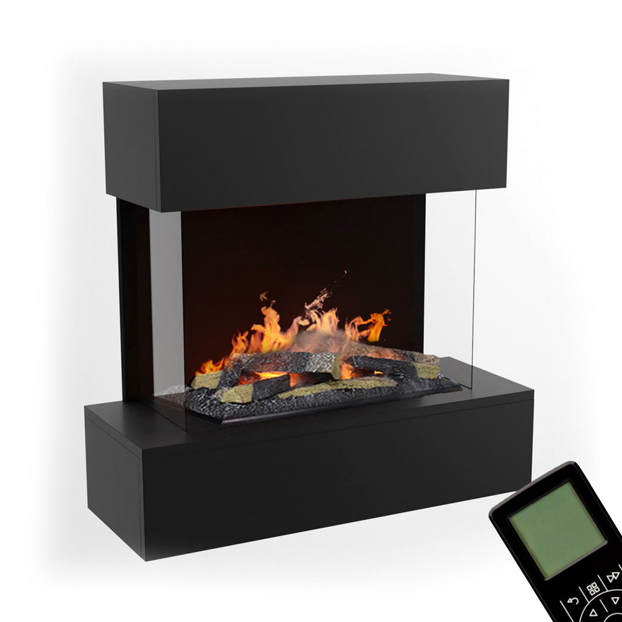 Glow Fire Hölderlin Schwarz Elektrokamin mit Wasserdampf