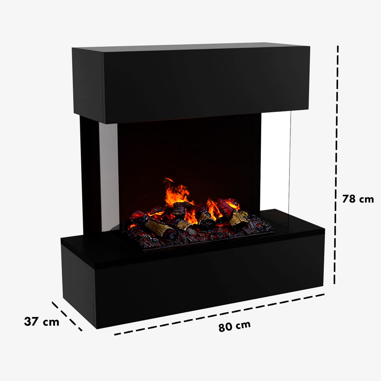 Glow Fire Hölderlin Sims Elektrokamin Opti-Myst Cassette 500 mit Holzdekoration
