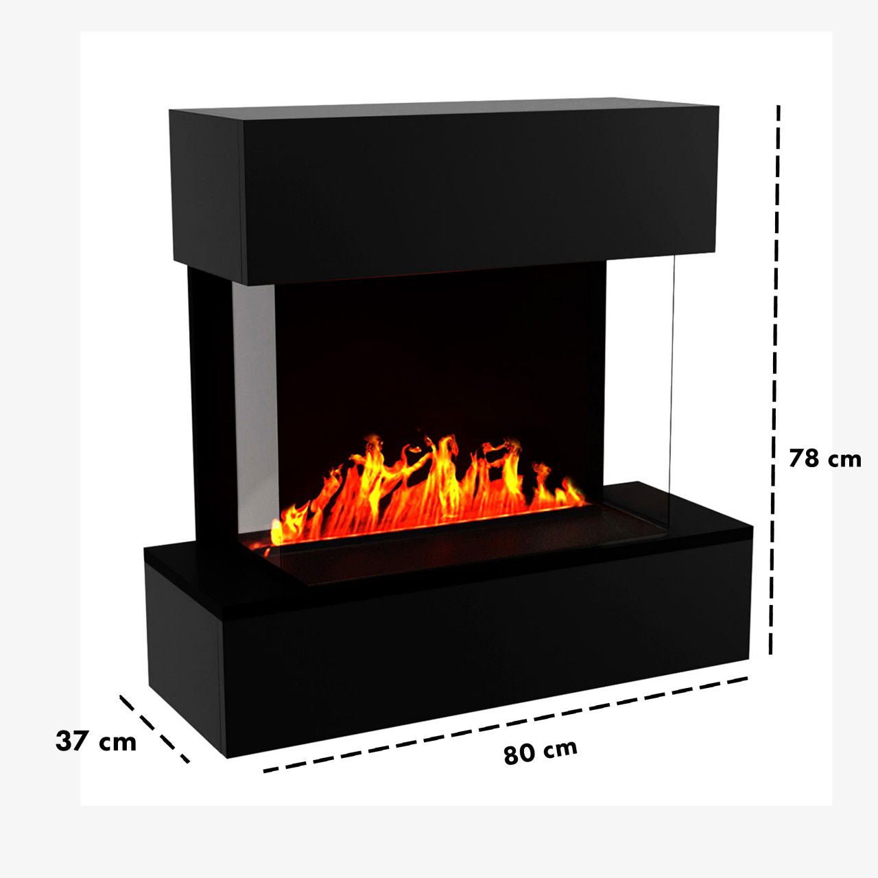 Glow Fire Hölderlin Sims Elektrokamin Opti-Myst Cassette 500 ohne Holzdekoration