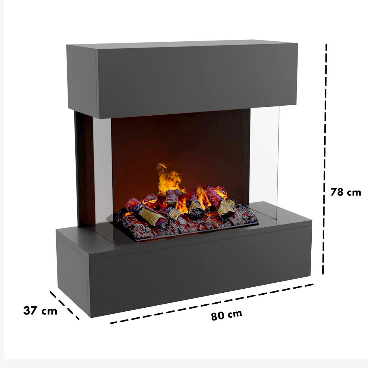 Glow Fire Hölderlin Elektrokamin Opti-Myst Cassette 500 mit Holzdekoration