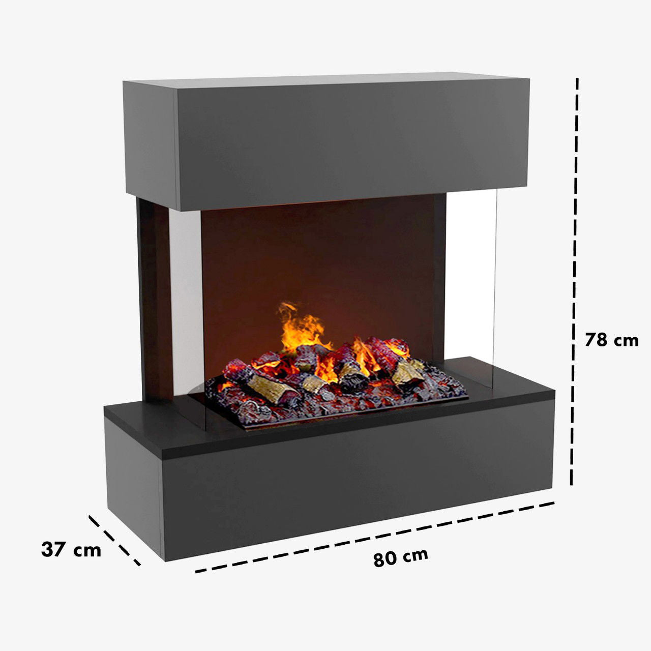 Glow Fire Hölderlin Sims Elektrokamin Opti-Myst Cassette 500 mit Holzdekoration