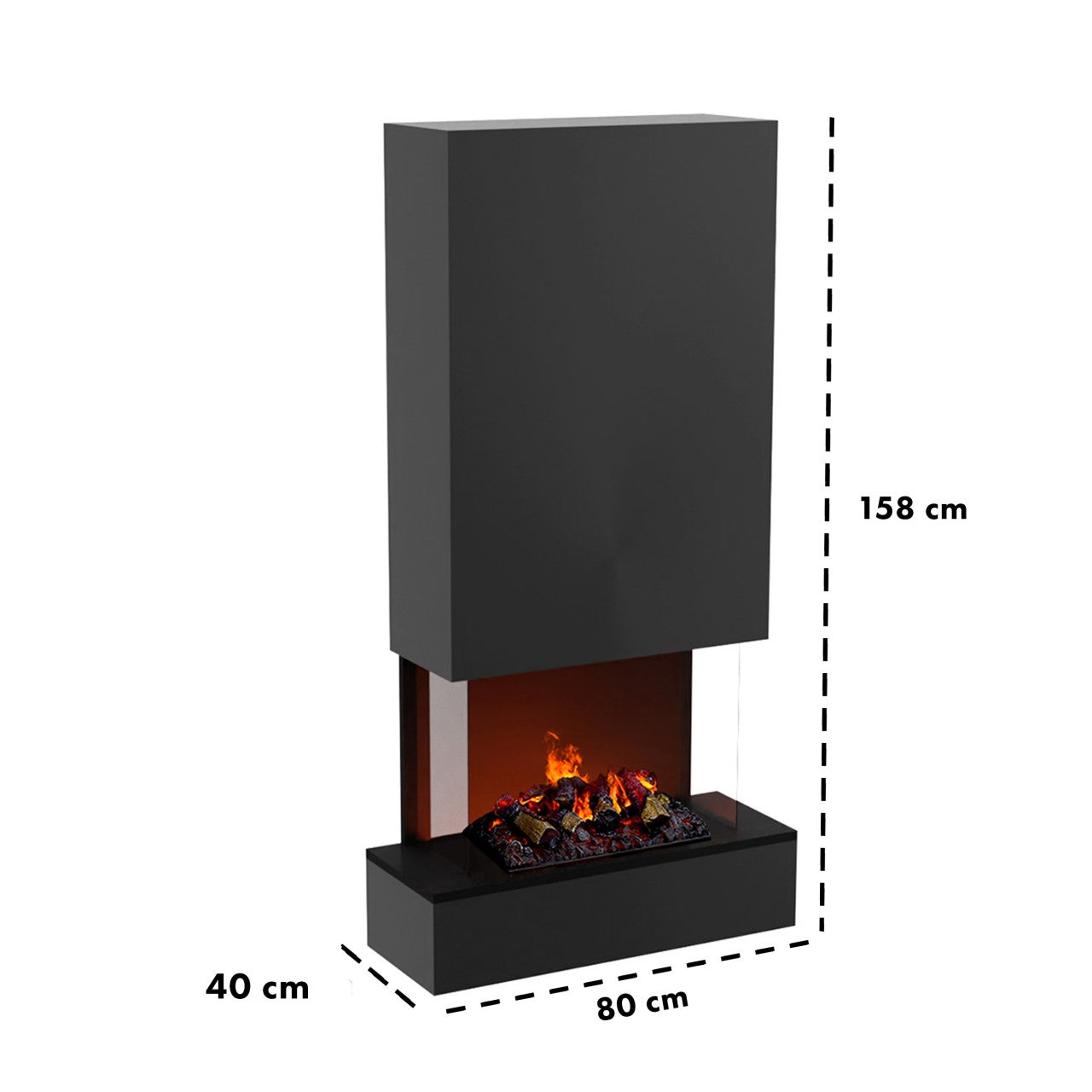 Glow Fire Hölderlin Hoch Elektrokamin Opti-Myst Cassette 500 mit Holzdekoration