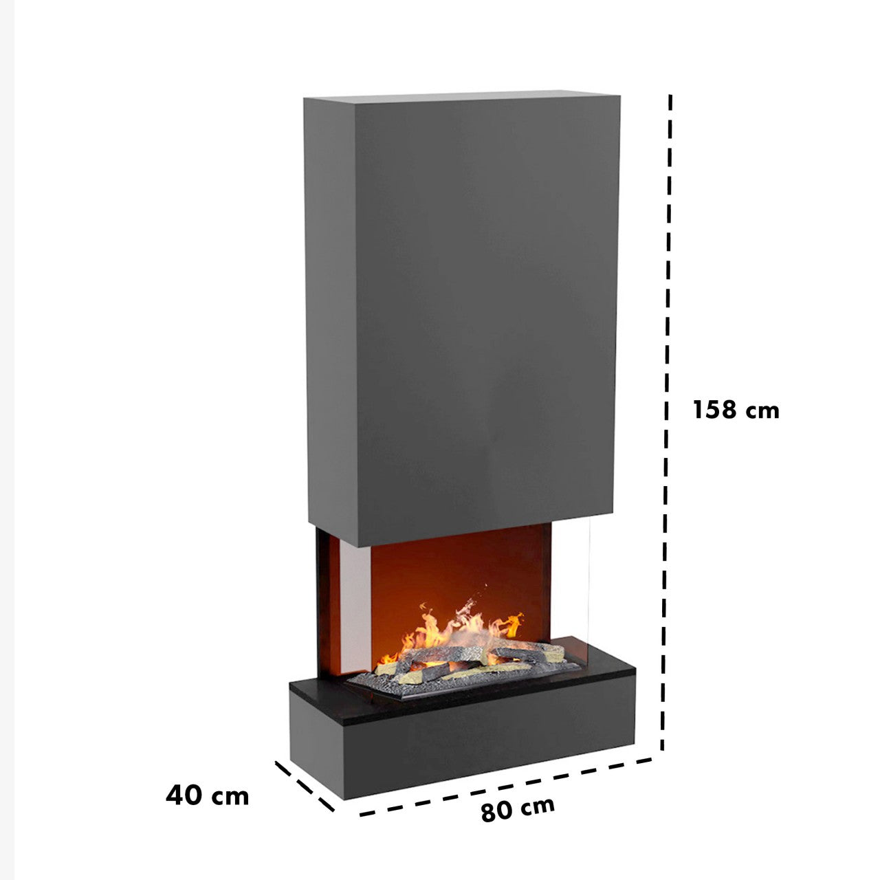 Glow Fire Hölderlin Weiß Hoch Elektrokamin mit Wasserdampf