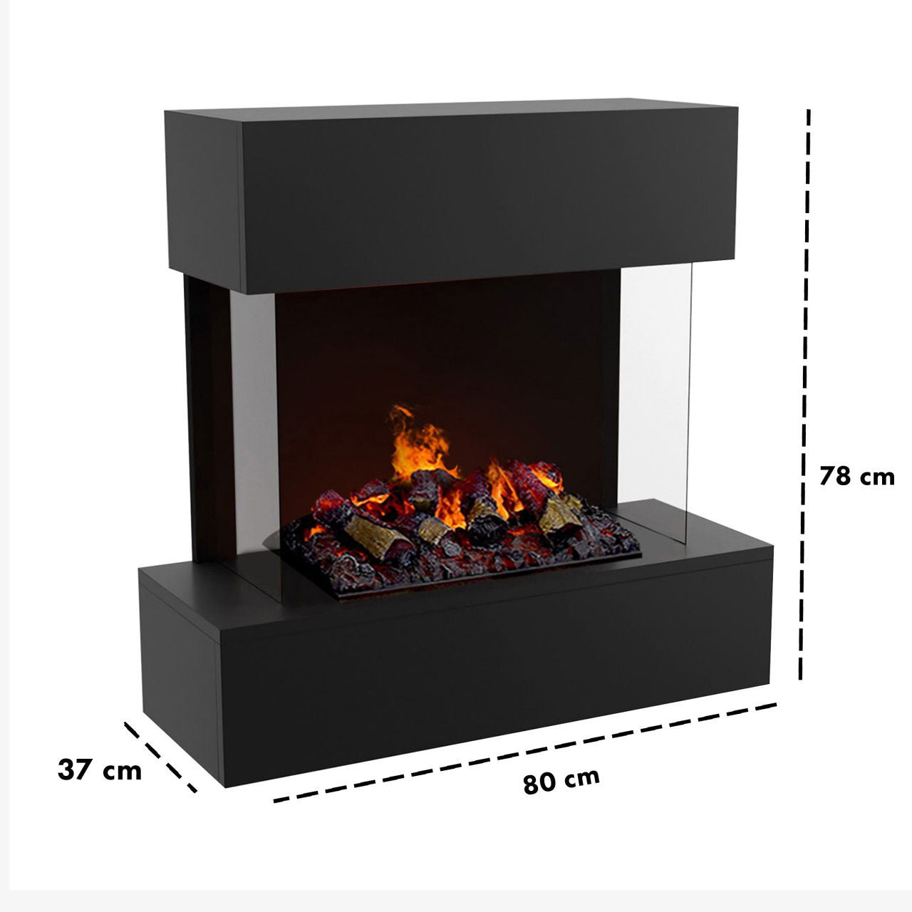 Glow Fire Hölderlin Elektrokamin Opti-Myst Cassette 500 mit Holzdekoration
