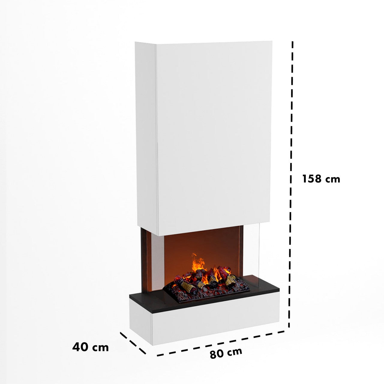Glow Fire Hölderlin Weiß Hoch Elektrokamin mit Wasserdampf