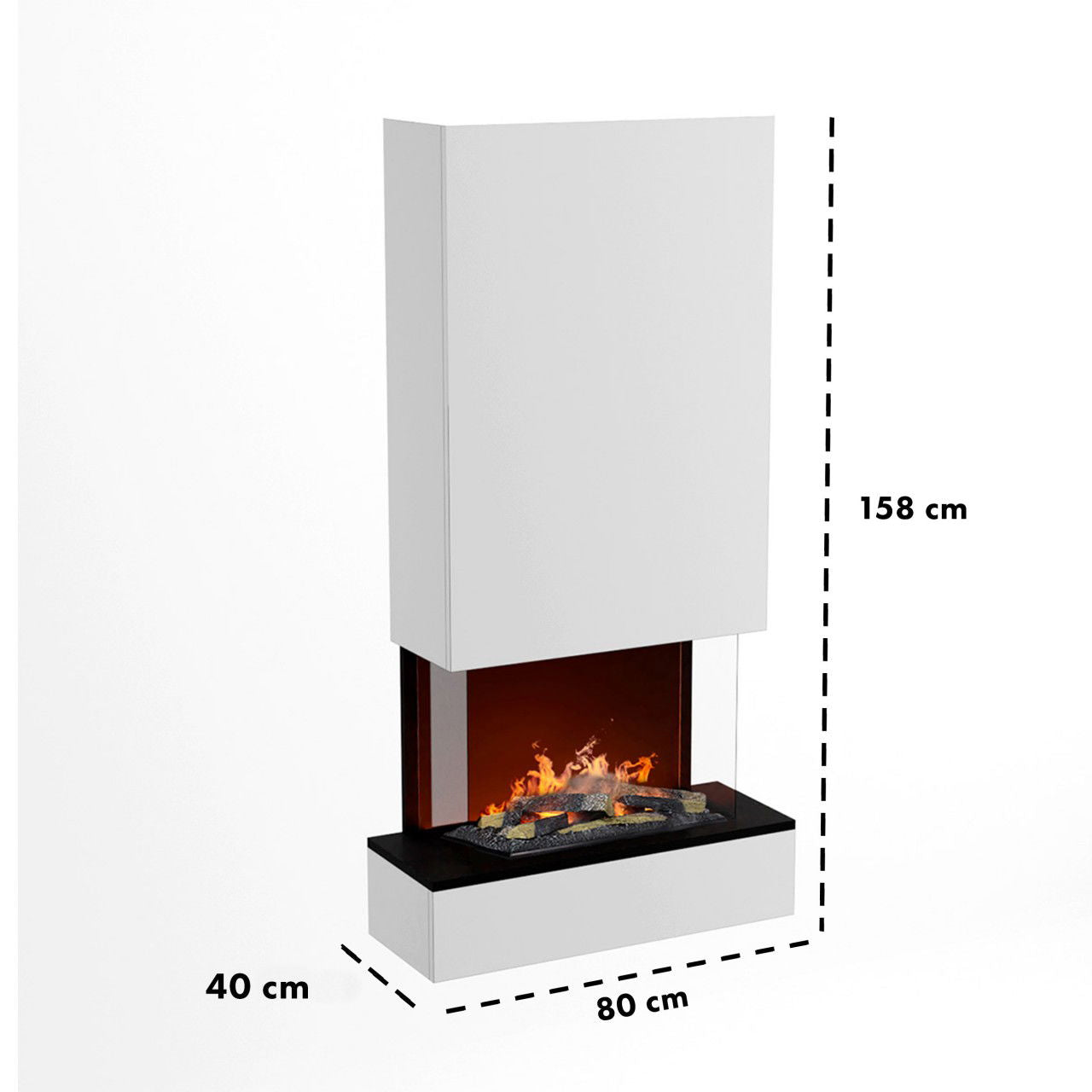 Glow Fire Hölderlin Weiß Hoch Elektrokamin mit Wasserdampf
