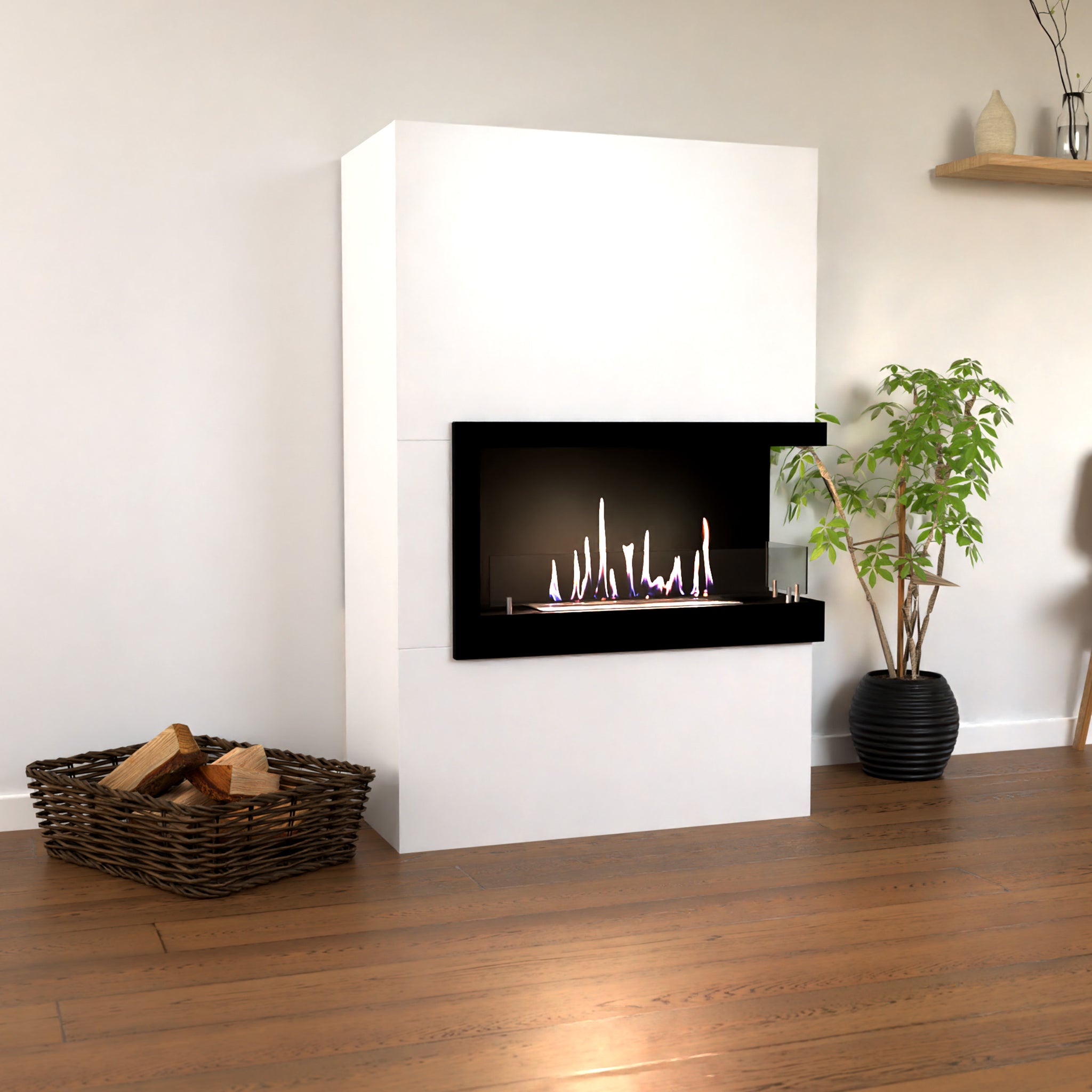 Glow Fire Halden Right Ethanol Fireplace - White