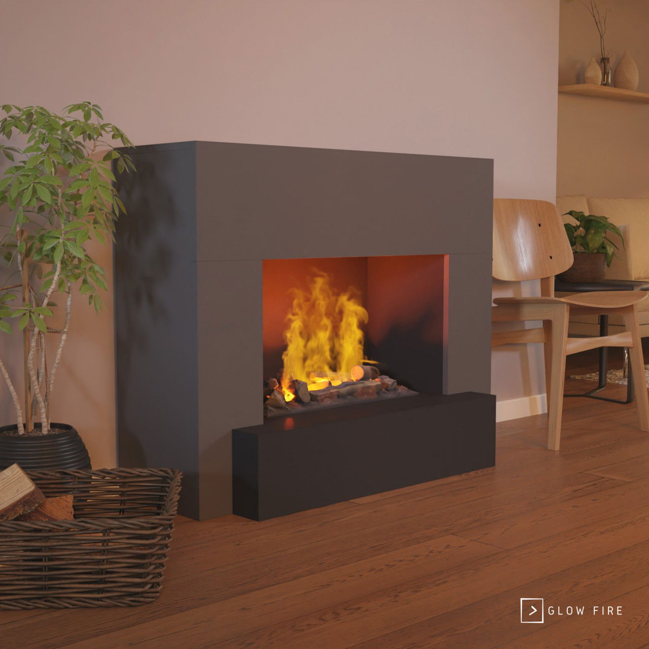 Glow Fire Hauptmann Grau Elektrokamin mit Wasserdampf