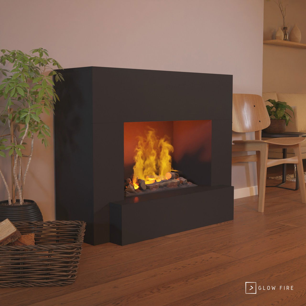 Glow Fire Hauptmann Schwarz Elektrokamin mit Wasserdampf