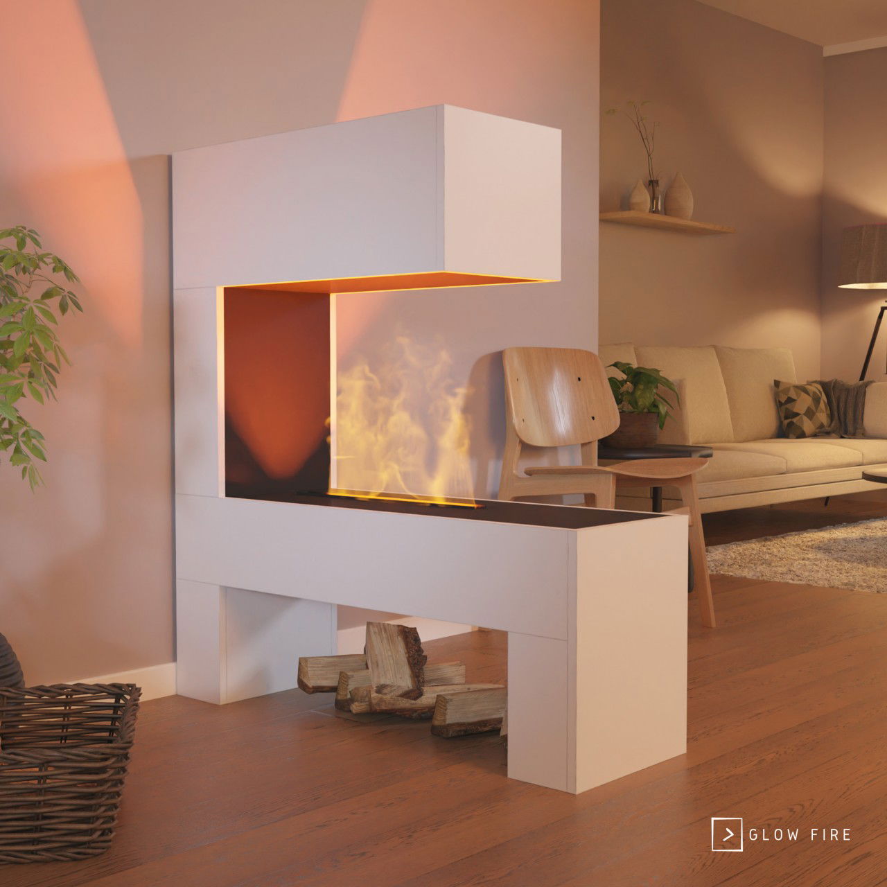 Glow Fire Mozart Weiß Elektrokamin mit Wasserdampf