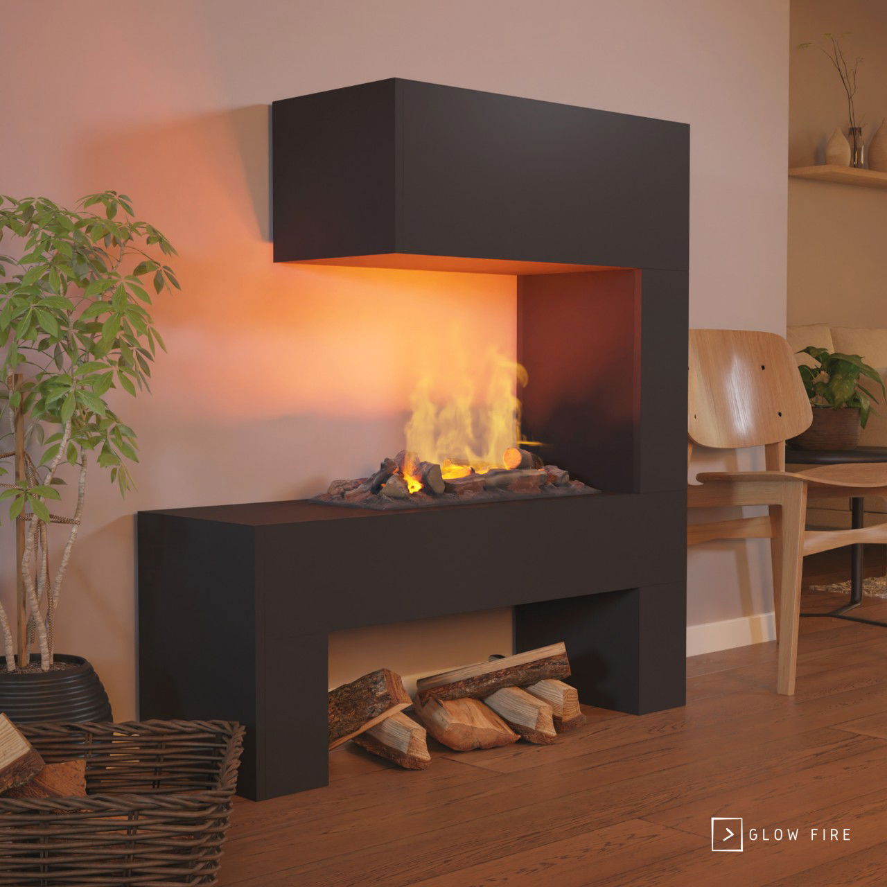 Glow Fire Mozart Schwarz Elektrokamin mit Wasserdampf