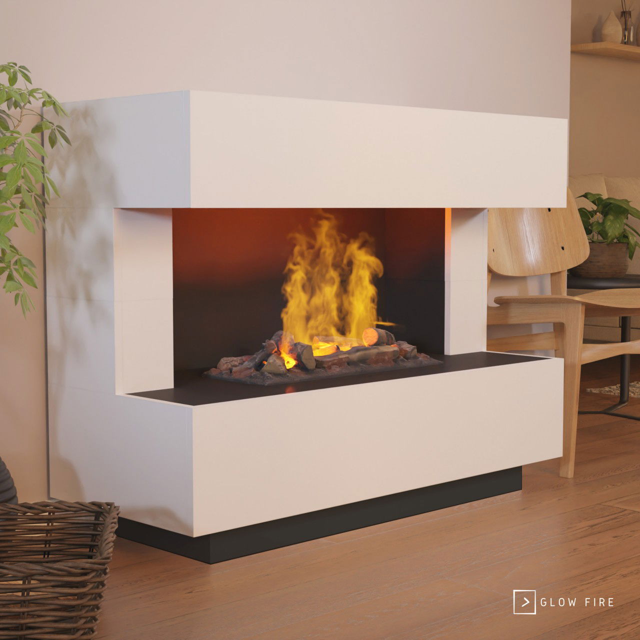 Glow Fire Kant Weiß Elektrokamin mit Wasserdampf