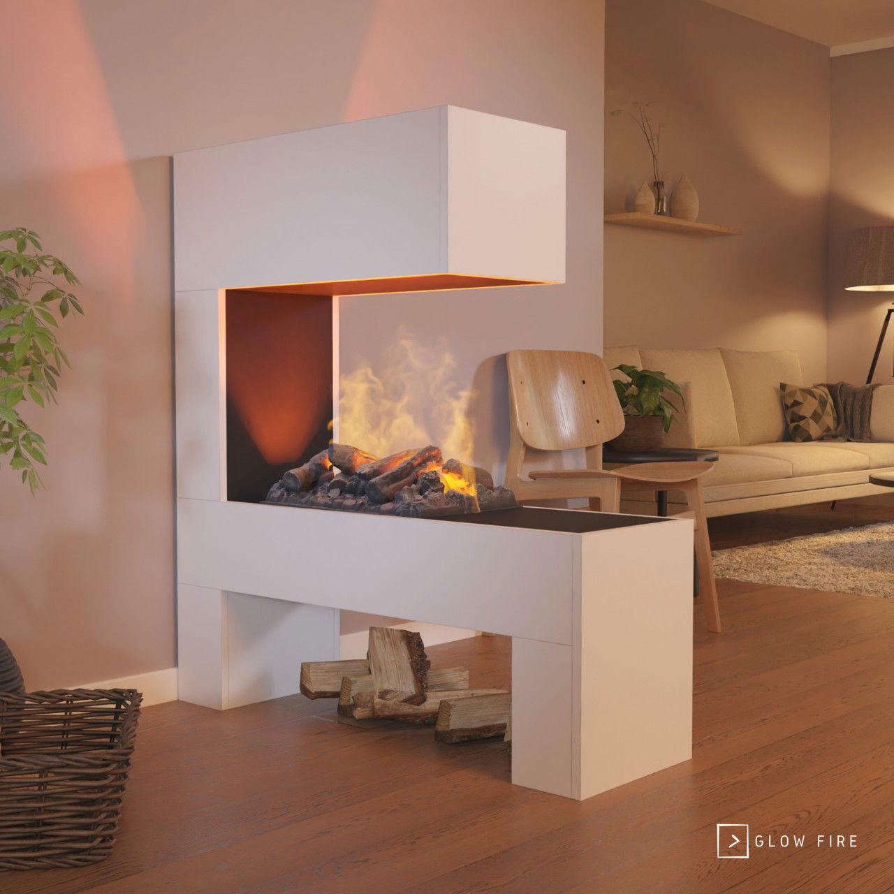 Glow Fire Mozart Weiß Elektrokamin mit Wasserdampf