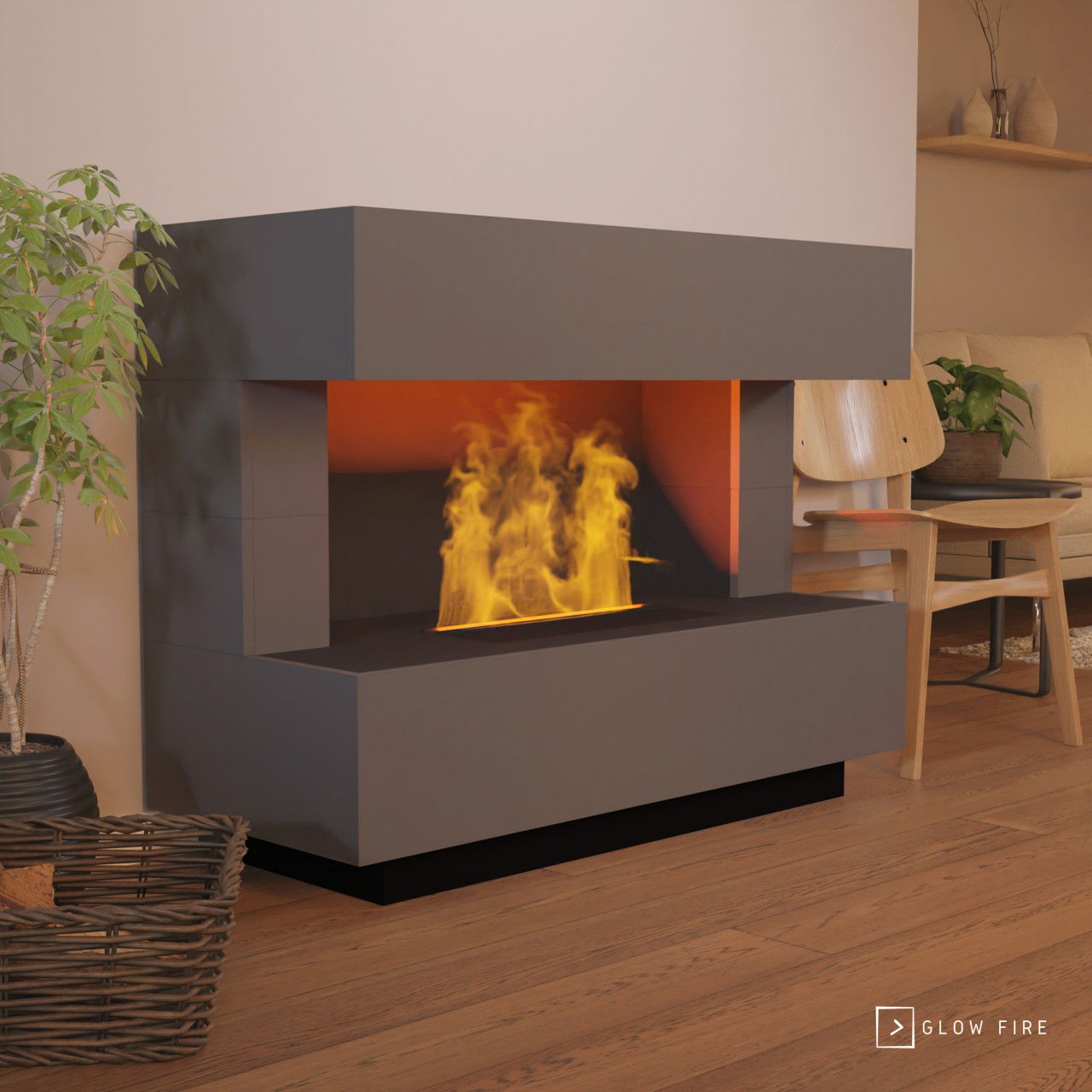 Glow Fire Kant Elektrokamin Opti-Myst Cassette 500 ohne Holzdekoration