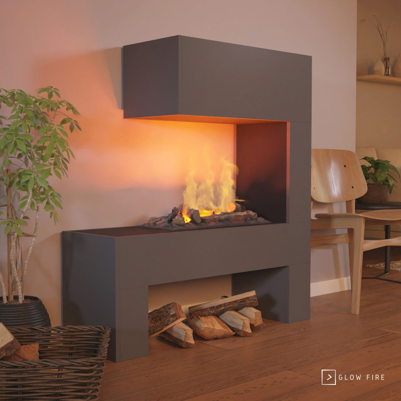 Glow Fire Mozart Grau Elektrokamin mit Wasserdampf